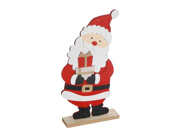 FELT SANTA ON WOODEN BASE (17.6")
